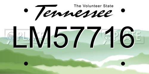LM57716 Tennessee License Plate