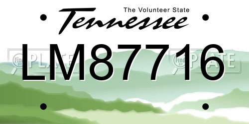 LM87716 Tennessee License Plate