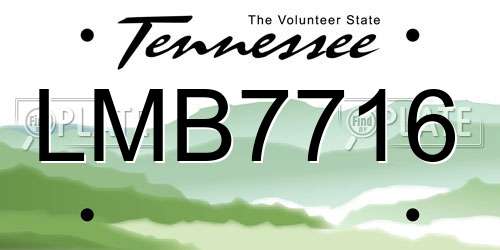 LMB7716 Tennessee License Plate
