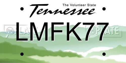 LMFK77 Tennessee License Plate