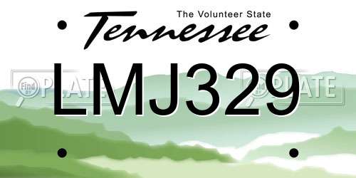 LMJ329 Tennessee License Plate