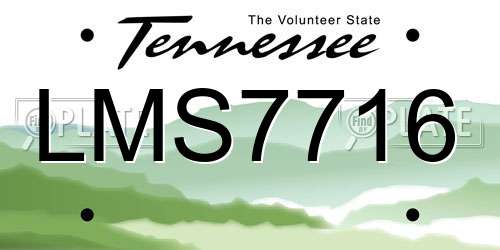 LMS7716 Tennessee License Plate