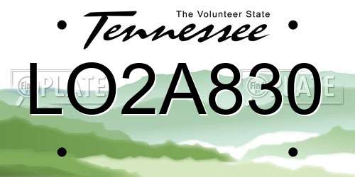 LO2A830 Tennessee License Plate