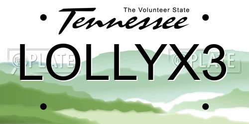 LOLLYX3 Tennessee License Plate