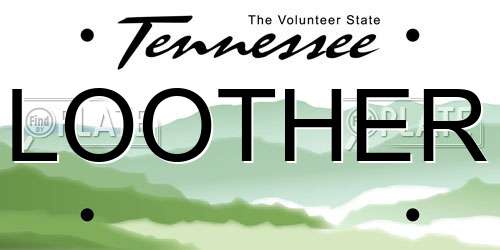 LOOTHER Tennessee License Plate
