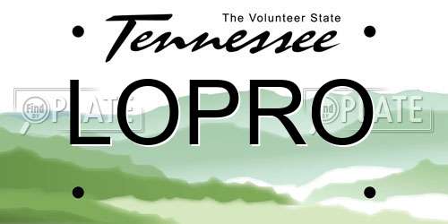 LOPRO Tennessee License Plate