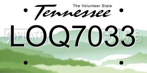 LOQ7033 Tennessee License Plate