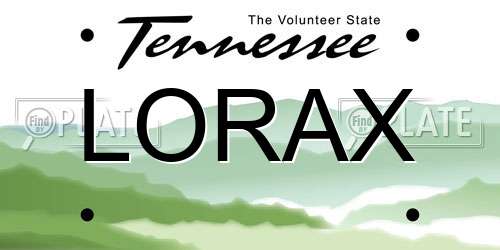 LORAX Tennessee License Plate