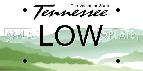 LOW Tennessee License Plate
