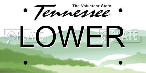 LOWER Tennessee License Plate