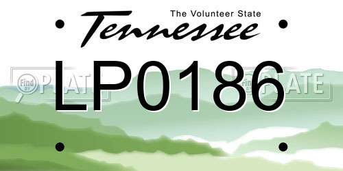 LP0186 Tennessee License Plate