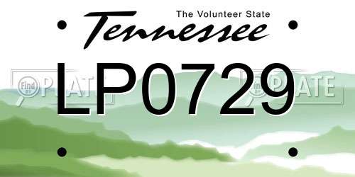 LP0729 Tennessee License Plate