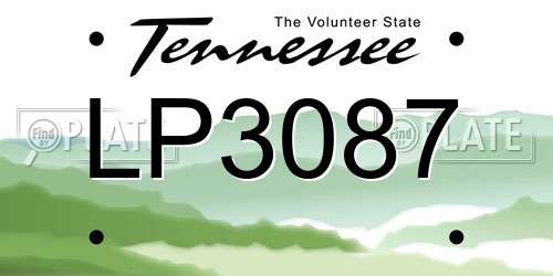 LP3087 Tennessee License Plate