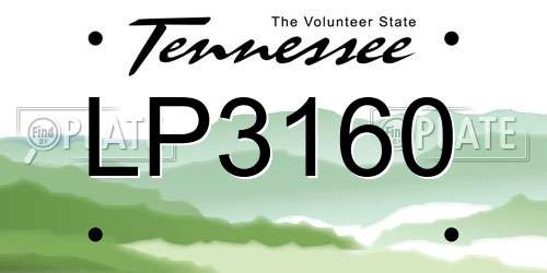 LP3160 Tennessee License Plate
