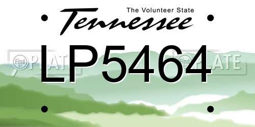 LP5464 Tennessee License Plate