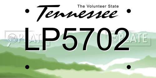 LP5702 Tennessee License Plate