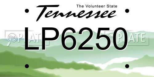 LP6250 Tennessee License Plate