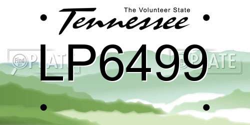 LP6499 Tennessee License Plate