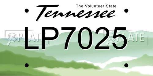 LP7025 Tennessee License Plate