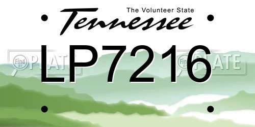 LP7216 Tennessee License Plate