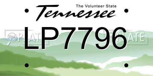 LP7796 Tennessee License Plate
