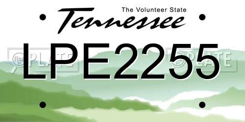 LPE2255 Tennessee License Plate