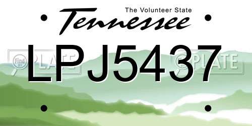 LPJ5437 Tennessee License Plate