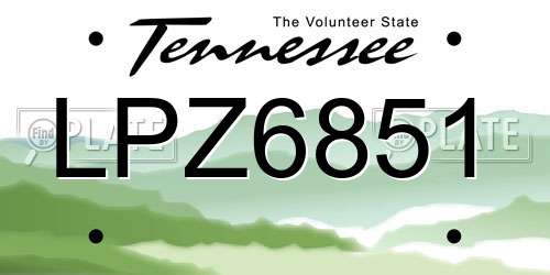 LPZ6851 Tennessee License Plate