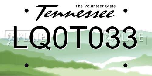 LQ0T033 Tennessee License Plate