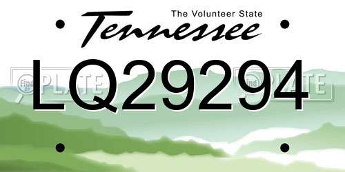LQ29294 Tennessee License Plate