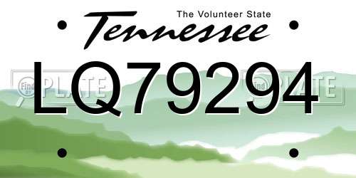 LQ79294 Tennessee License Plate