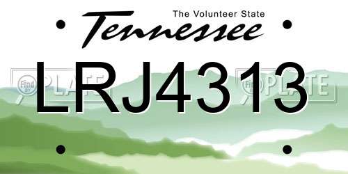 LRJ4313 Tennessee License Plate