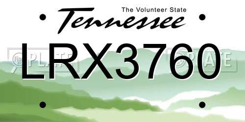 LRX3760 Tennessee License Plate