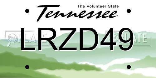 LRZD49 Tennessee License Plate