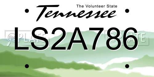 LS2A786 Tennessee License Plate