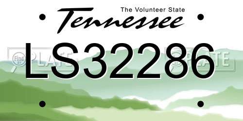 LS32286 Tennessee License Plate