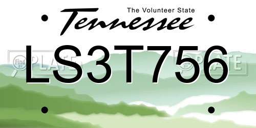 LS3T756 Tennessee License Plate