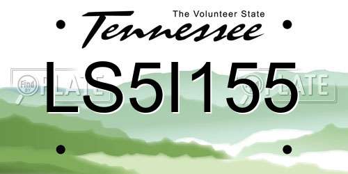 LS5I155 Tennessee License Plate