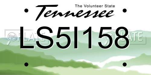 LS5I158 Tennessee License Plate