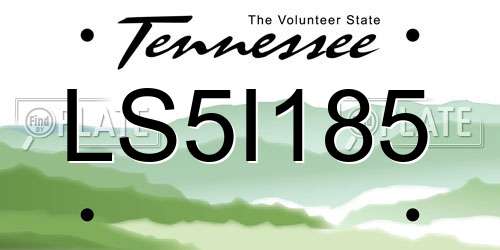 LS5I185 Tennessee License Plate