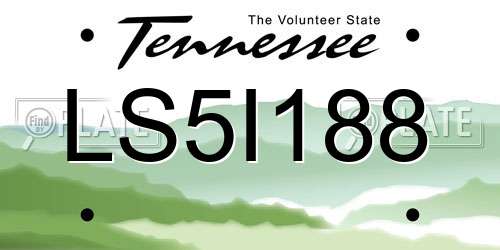 LS5I188 Tennessee License Plate