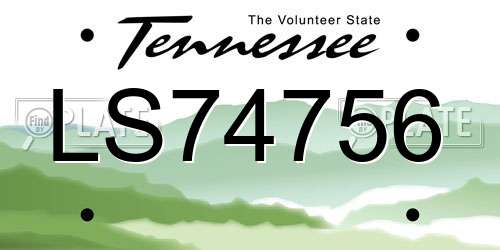 LS74756 Tennessee License Plate