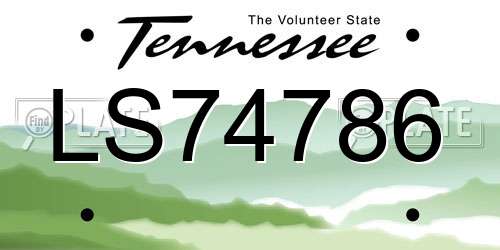 LS74786 Tennessee License Plate