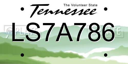 LS7A786 Tennessee License Plate
