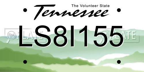 LS8I155 Tennessee License Plate