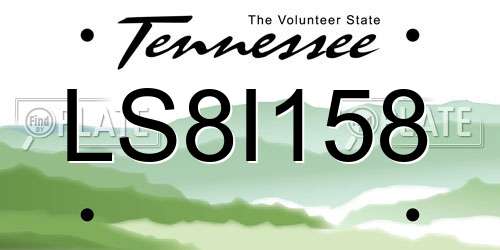 LS8I158 Tennessee License Plate