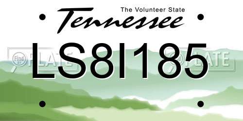 LS8I185 Tennessee License Plate