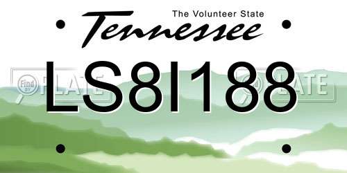 LS8I188 Tennessee License Plate