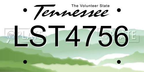 LST4756 Tennessee License Plate