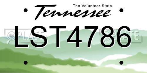 LST4786 Tennessee License Plate